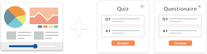 スライド、動画、テスト、アンケート